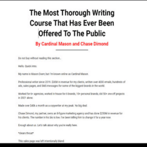 [Get] Cardinal Mason and Chase Dimond – Copy MBA + The Freelancing Masterclass Download